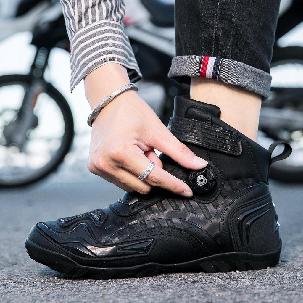 Rutschfeste Motorrad-Stiefel für Herren mit Gummisohle und Mikrofaser für Sport und Schutz