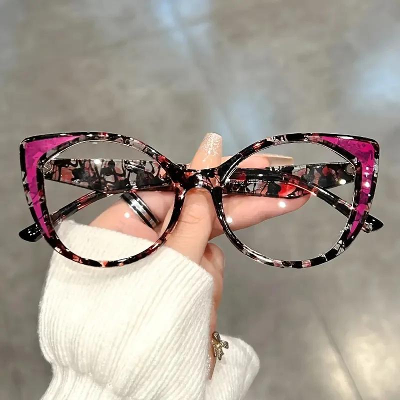

New Stylish Blue Light Blocking Cat Eye Glasses Vintage Gradient Color Frame Transparent Lenses For Men and Women