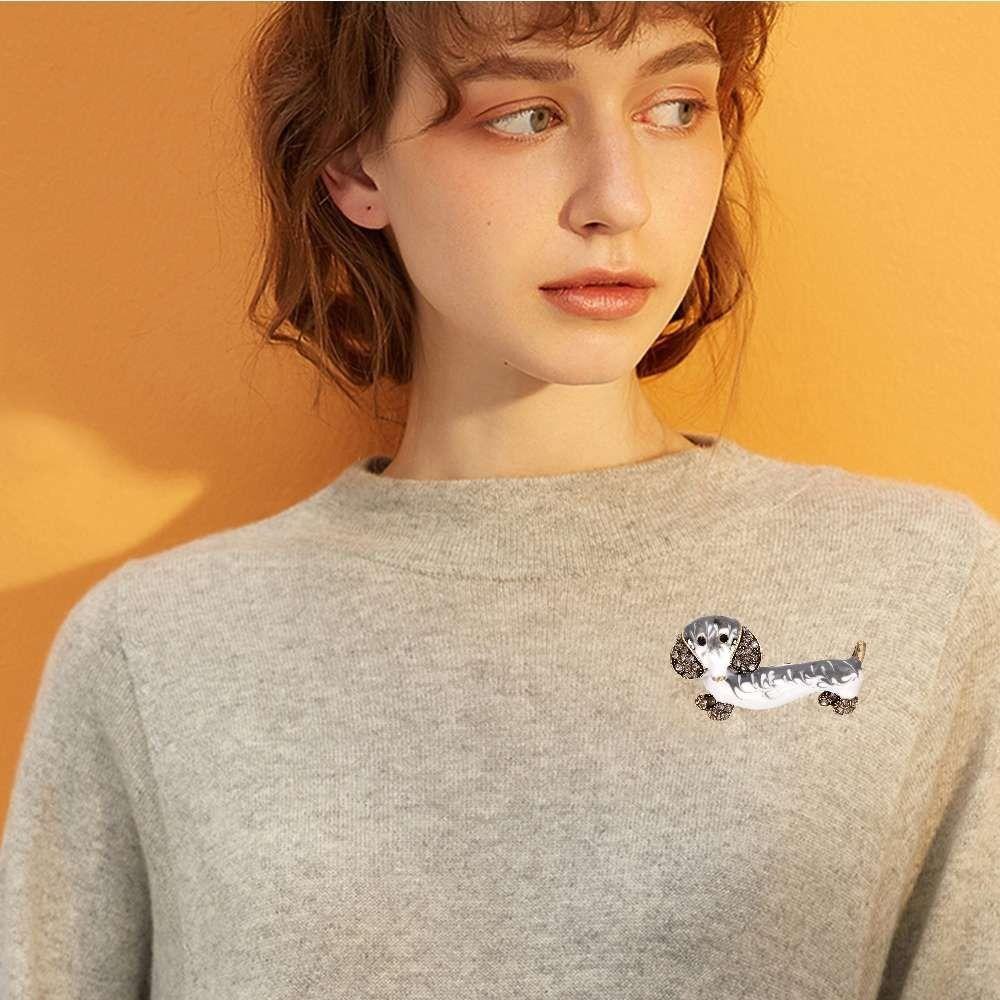 Zinc Zinc Alloy Niche Design Girl Gift Dachshund Dog Brooch Women Brooch Fashion Jewelry Clothing Accessory