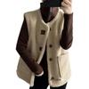 Women's Reversible Lamb Wool Vest - Retro Double-Sided Fleece, Brown, Autumn/Winter Hong Kong Style