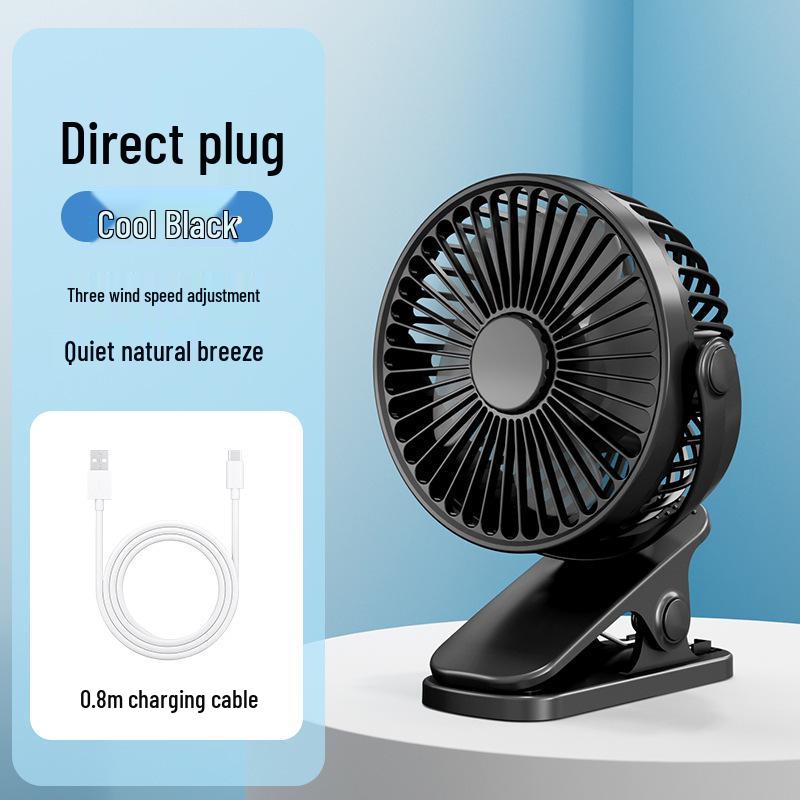 

USB Rechargeable Silent Desktop Clip Fan with Strong Wind 16.5*9.5*21.5 cm чорний