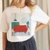 Short Sleeved Women's Regular Art Pattern Cartoon Printed T-Shirt Casual Style Basic Round Neck Travel Harajuku Summer Top T-Shi