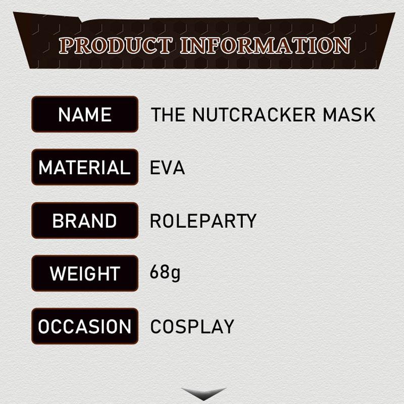 Nutcracker Style EVA Face Mask, Cartoon Puppet Cosplay Costume Prop for Halloween Party Performance
