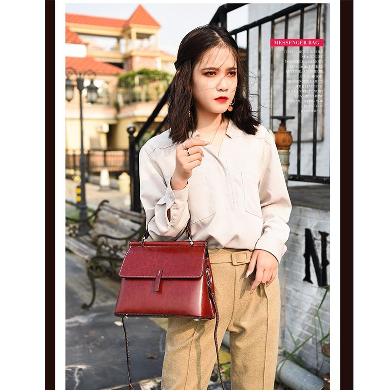 Genuine Leather Women Handbag Fashion Cowhide Ladies Crossbody Bag Korean Style Women Commuter Shopping Shoulder Bag