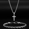 Stylish Womens Fashion Cross Jewelry Set Alloy Necklace, Ring Bracelet 3-Pack
