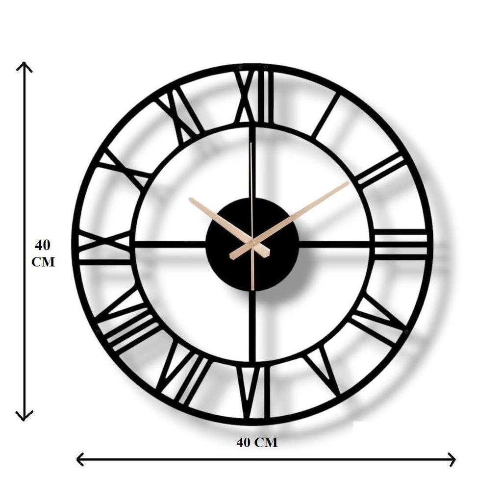 Metal Analog Wall Clock for Living Room, Office, Kitchen, Home and Hall | Antique Fancy Big Size Modern Wall Watch for Home Decor (Size - 40CM)