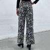 Spring and Autumn Women's Pants Casual Trousers Zebra Printed Wide Leg Pants