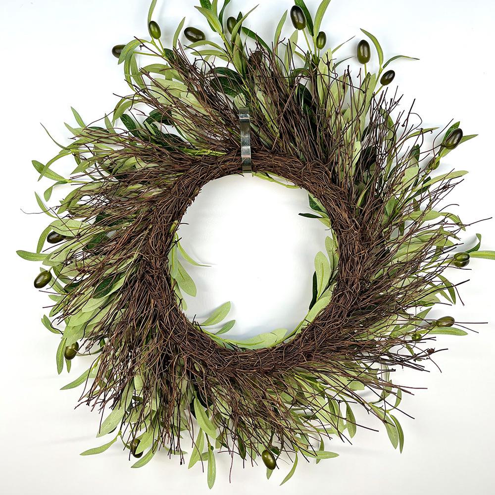 Christmas Olive Wreath, Olive Fruit Wreath Decoration, Door Wall Hanging Decoration, Fake Flowers