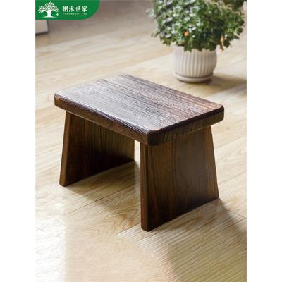 Modern Minimalist Solid Wood Stool, Small Square Low Bench, Home Shoe Changing Stool for Entryway Living Room Tea Table