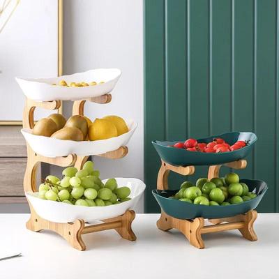 Piatto da pranzo in legno multistrato per piano tavolo domestico, vassoio porta snack, caramelle, torte, grande capacità, piatto portaoggetti per alimenti e frutta