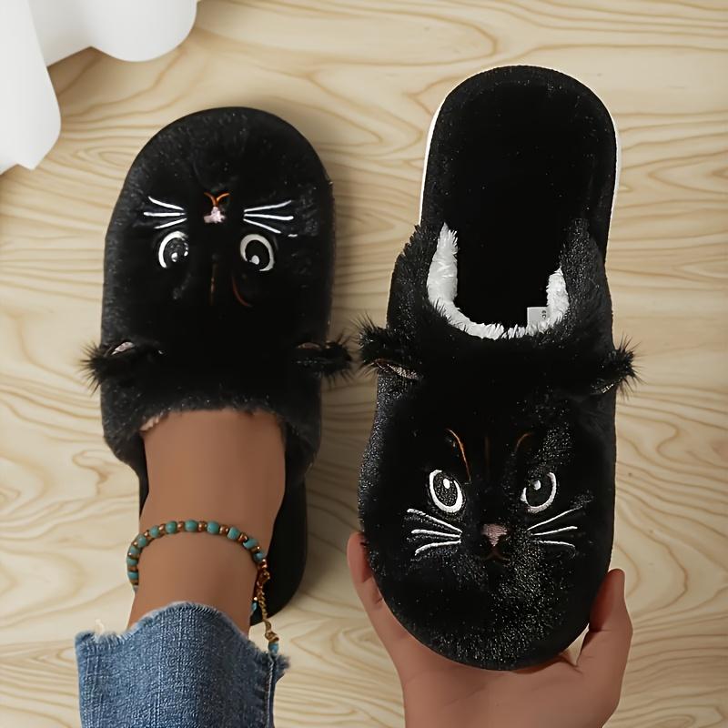 Cute Cat Slippers Women's Plush Slippers Cartoon Kitten Pattern, Warm Indoor House Shoes for Autumn and Winter, Unisex Soft Slippers, Couple Slippers