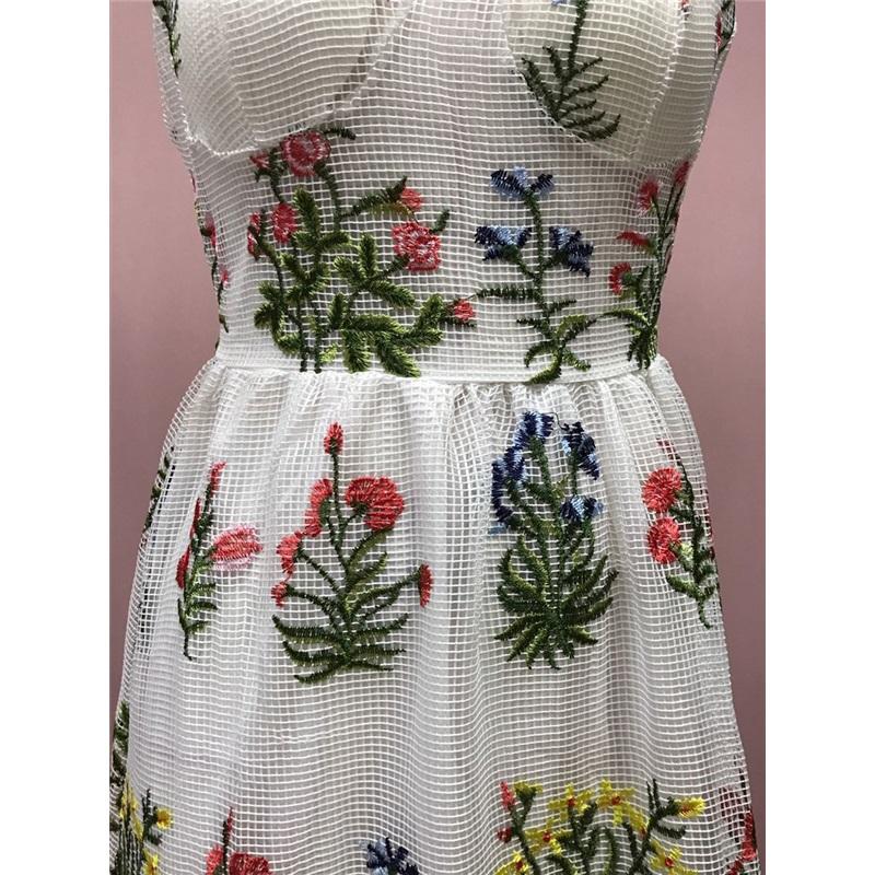 Bohemian Vintage Floral Pattern Colorful Embroidered Sexy Loose Maxi Dress For Women Summer Fashion Casual Beachwear