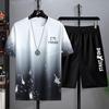 Men's 2022 Summer Gradient Tie-Dye Ice Silk Shorts Set