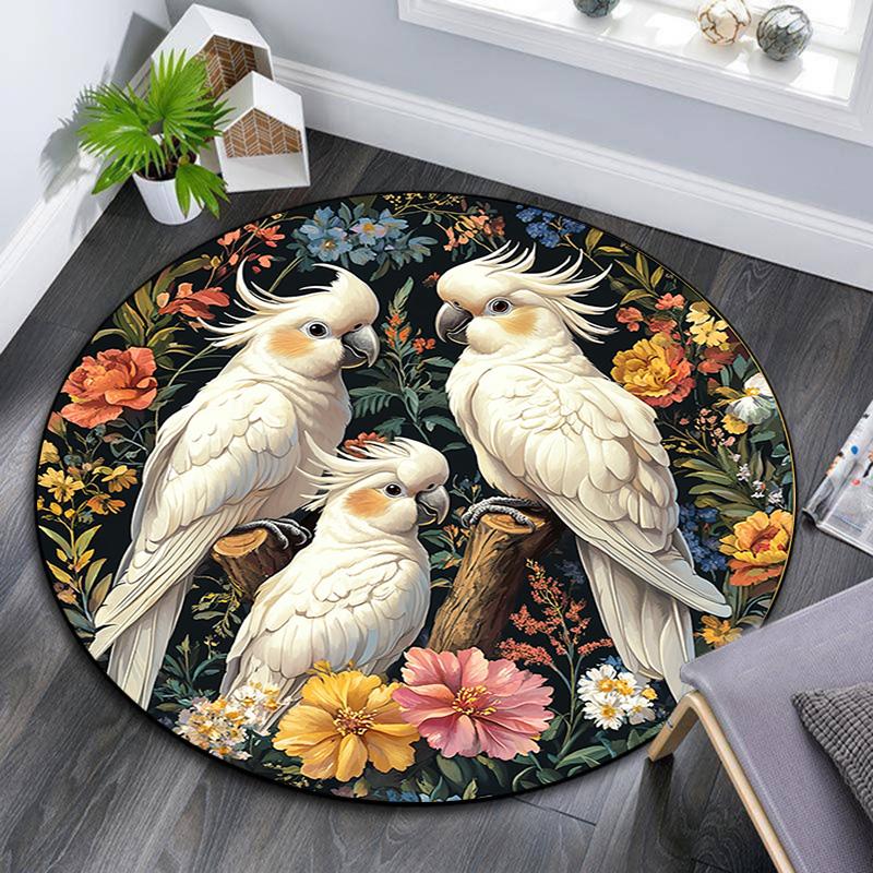 

Cockatoos Round Area Rug,Carpet Rug for Living Room Bedroom Sofa Playroom Decor,Non-slip Floor Mat 80cmx80cm