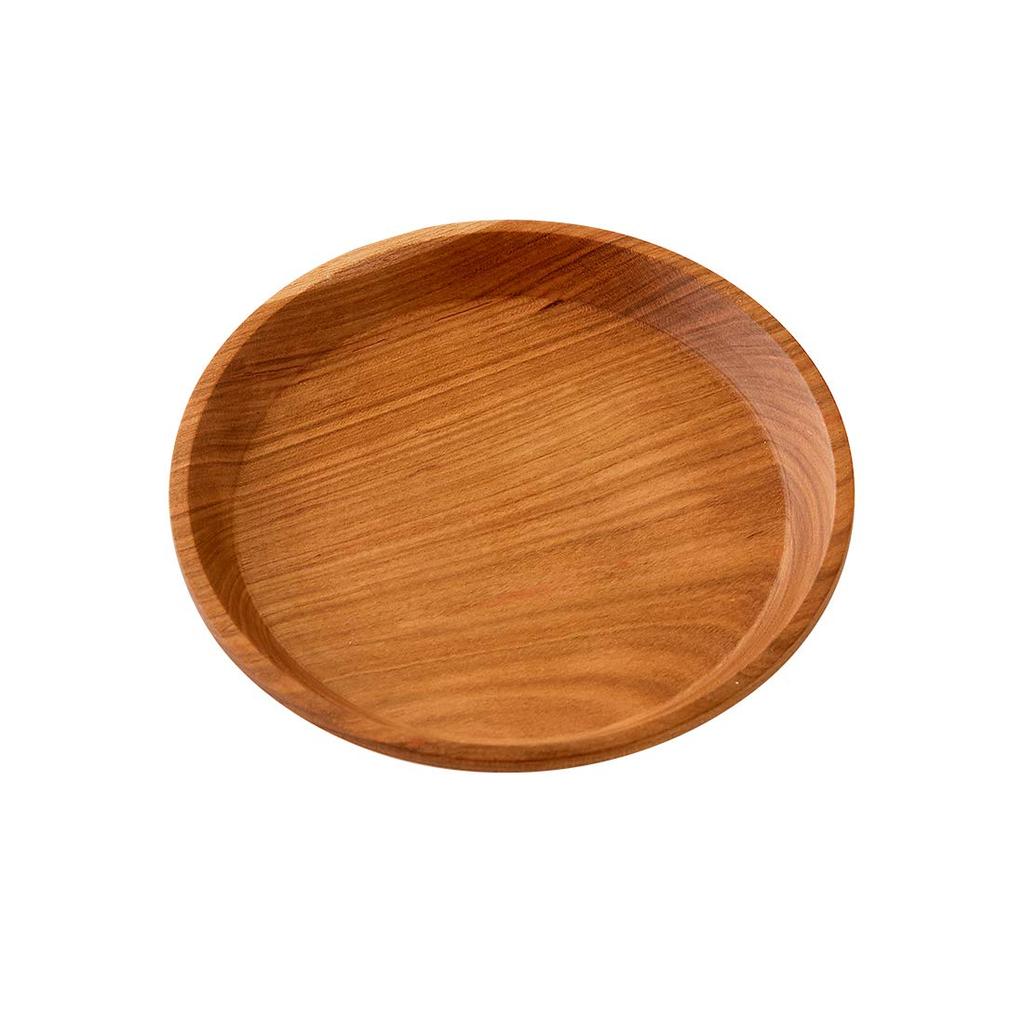 woodpecker Wooden Plate, Mountain Cherry Wood, Made in Japan, Natural Wood Round Tray, Lunch Plate, Mountain Cherry Wood Plate (Small)