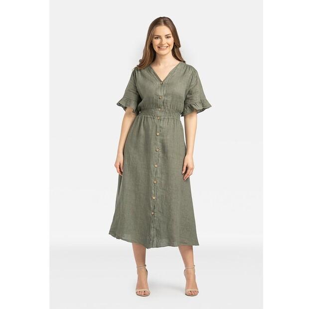 Платье Perso льняное с пуговицами EU 36