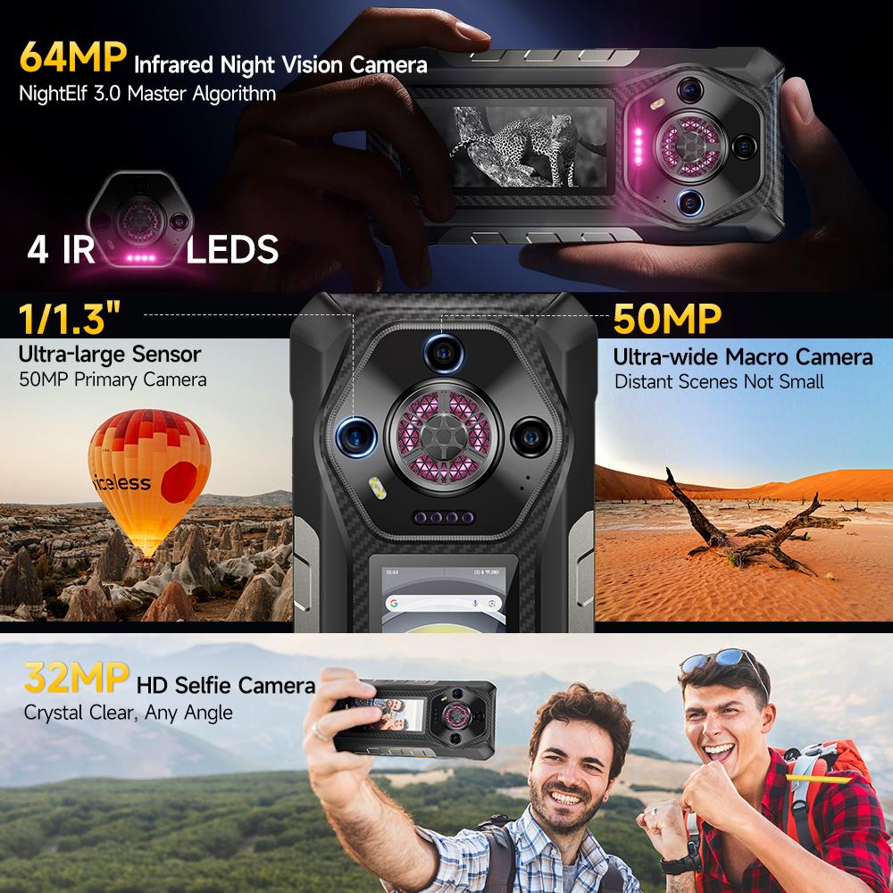 Ulefone Odolný telefon Armor 30 Pro 5G Android 14 Noční fotoaparát 64MP 120Hz 32GB+512GB 12800mAh 6.9" NFC IR Blaster Smartphone