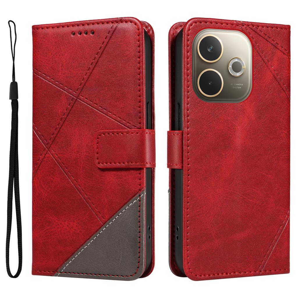 For Oppo A5 Energy 5G (China)/Oppo A5 Pro 4G (Global) Leather Case Geometric Line Design Wallet Phone Cover with Wrist Strap