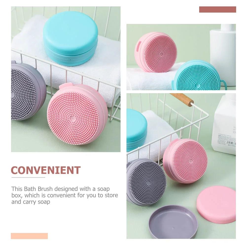 Portable Bathing Brush Hanging Bath Body Scrubber Soap Case Silicone Bathing Brush Massage Bath Brush Hair Tactile Brushs