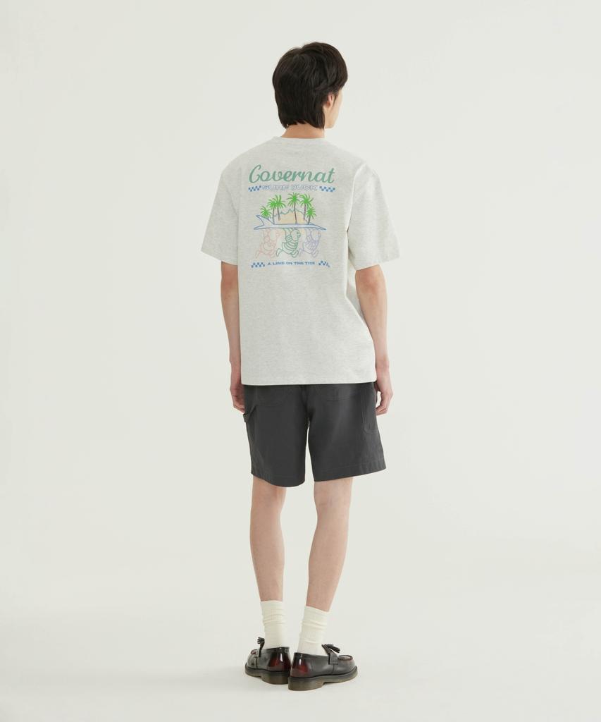 COVERNAT Cool Cotton Surfer Duck Graphic T-Shirt Oatmeal
