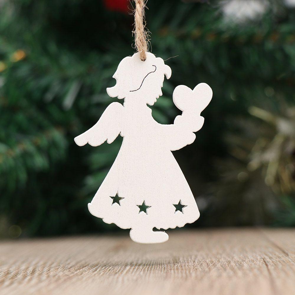 Drop Pendant Wood Crafts Christmas Tree Decoration Wooden Ornaments  Xmas Hanging Santa/Elk/Angel