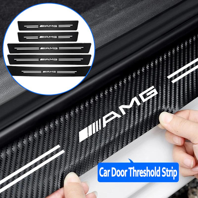 CGRE6 5Pcs High Quality Carbon Fiber Car Door Sill Protector Sticker For Mercedes Benz AMG W203 W205 W206 W211 W220 W212 W201 Brabus