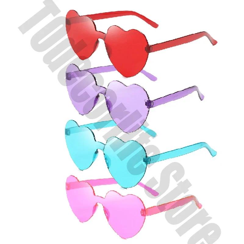 Sunglasses for Women Jelly Color Frameless Heart Shaped One-piece Glasses Dazzling Color Glasses