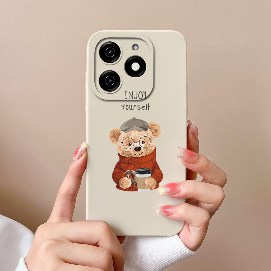 Für infinix Smart 8 Pro Plus Handyhülle Cooler Bär Weiches Flüssigsilikon Anti-Drop Vollschutz Stoßfänger Für infinix Smart8 HD Hülle