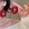 Silver Needle Fluffy Tassel Bow Earrings: Retro, Creative, High-End Winter Accessories for Women