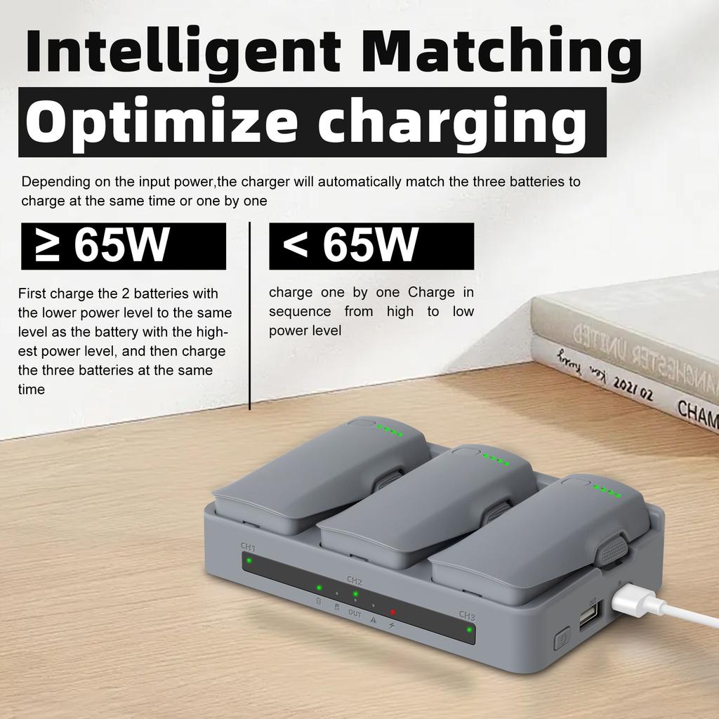 Charge Hub 3 Batteries for DJI neo 2 Charging Intelligent Matching Power Bank 65W Fast Charger Accessories