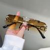 Men'S Handsome Fashion Leopard Head Trimmed Frameless Ocean Sheet Sunglasses Light Luxury Double Beam Driving Sunscreen Sunglasses
