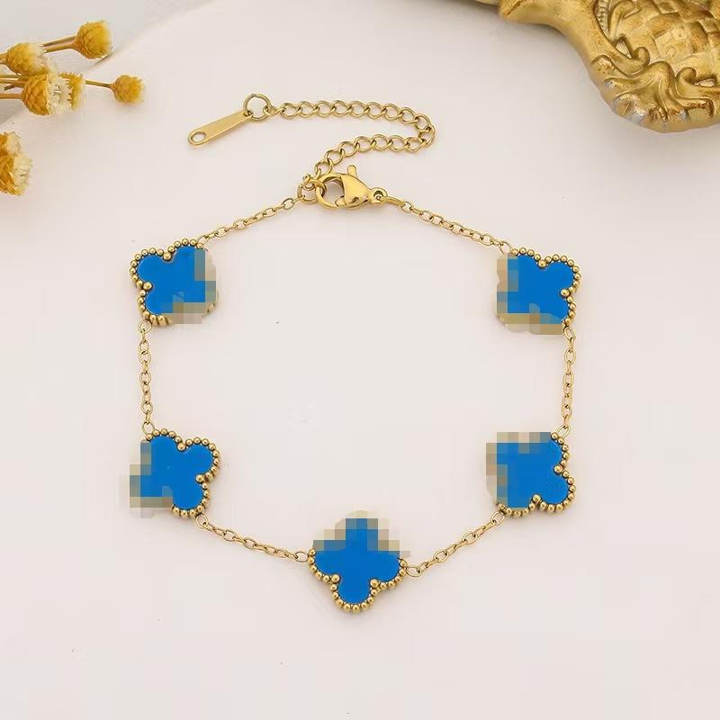 13mm Lucky Four-leaf Clover Bracelet Double-sided Titanium Steel 18k Color Preservation Fashionable and Versatile Jewelry