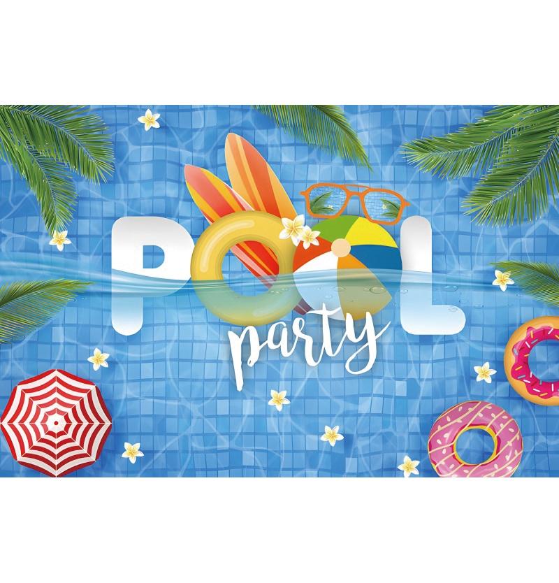 Summer Pool Swimming Circle Flamingo Theme Banner Background, Children's Birthday Party, Home Decoration Photography Background
