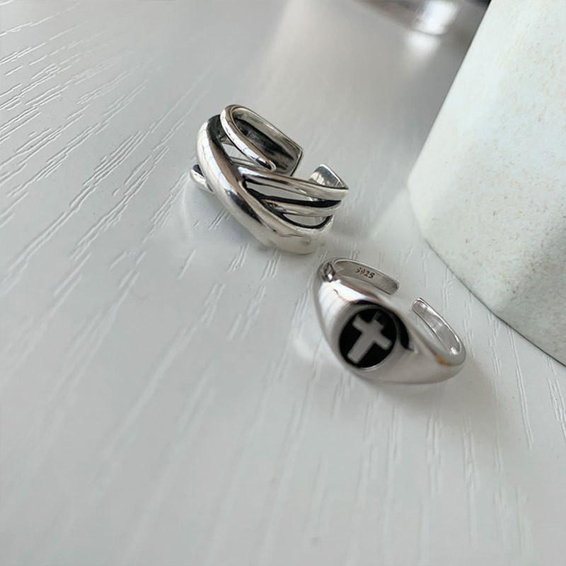 925 Silver Sterling Neutral Cross Ring Vintage Casual Accessory Gifts Holiday
