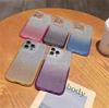 Luxury Gradient Color Glitter Paper 2-in-1 Case for iPhone 15 Pro Max 14 13 12 Pro 11 Full Cover with Glitter Lens Film Cover