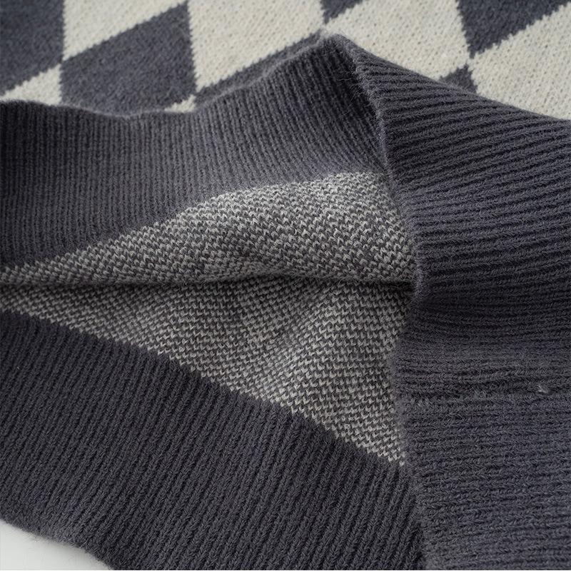 Autumn Rhombus Knitted Vest Women's Short Stacked Sleeveless Top Women's Knitted Sweater