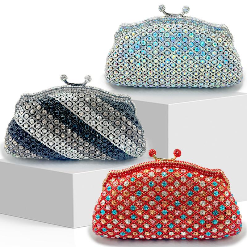 Borsa da sera in cristallo colorato Borsa a pochette con diamanti scintillanti per donna Borsa a mano di lusso con strass per matrimonio, ballo, cena, banchetto