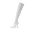 Maogu Sexy Open Toe Stripper Heels White Booties Fashion Motorcycle Shoes Women Pumps Leather Thigh High Over The Knee Boots 42