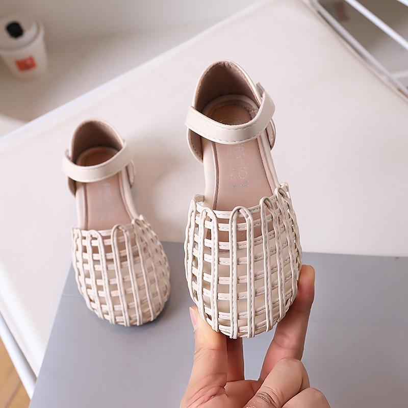 Kids Woven Hollow Out Closed Toe Adjustable Buckle Sandals 23 белый
