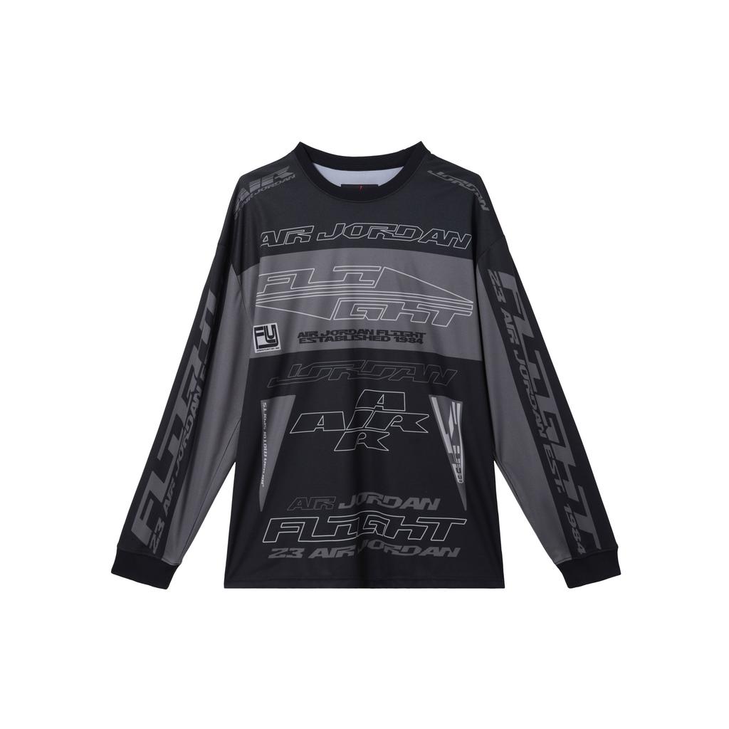 Jordan MVP Printed Casual Sports Crew Neck Pullover Long Sleeve T-Shirt Men Tops Black Mineral-Slate-Blue FV7240-010