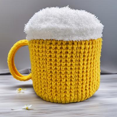 3D Bierkrug Hut mit Henkel Weich Hautfreundlich Warm Gestrickt Lustiger Hut
