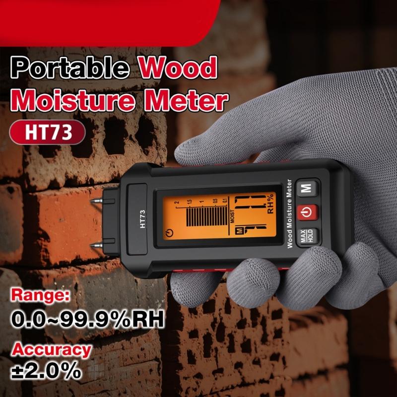 Easy To Use Portable Moisture Tester Clear LCD Display Fast for On Site Detection Of Wood Paper Brick Concrete Moisture