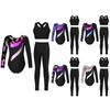Kinder Gymnastik Wettkampf Set 3-teilig Mädchen Turnanzug mit gekreuztem Rücken Weste Leggings Metallic-Print Trainingsbekleidung