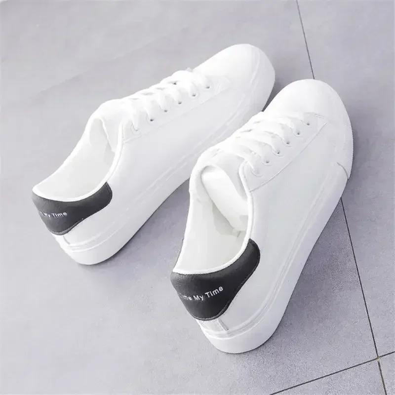 Shoes Women's Vulcanize New in Casual Classic Solid Color PU Leather Shoes Woman Casual White Shoes Sneakers 35-40