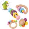 4PCS Parrot Toy Bird Chewing Toys Hanging Wooden Toy Parrot Playing Toy Set