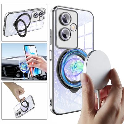 Magnetischer Ringhalter, Beschichtung aus TPU-Hülle für OPPO A53 A53S 4G A17 A17K A57 A77 A77S A79 5G Magsafe Wireless Charge Clear Cover