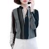 Spring Fashion Long Sleeve Women Blouses Elegant Printing Striped V-neck Casual Shirts for Women Fashion Thin Slim Office Lady Shirt Tops 875B