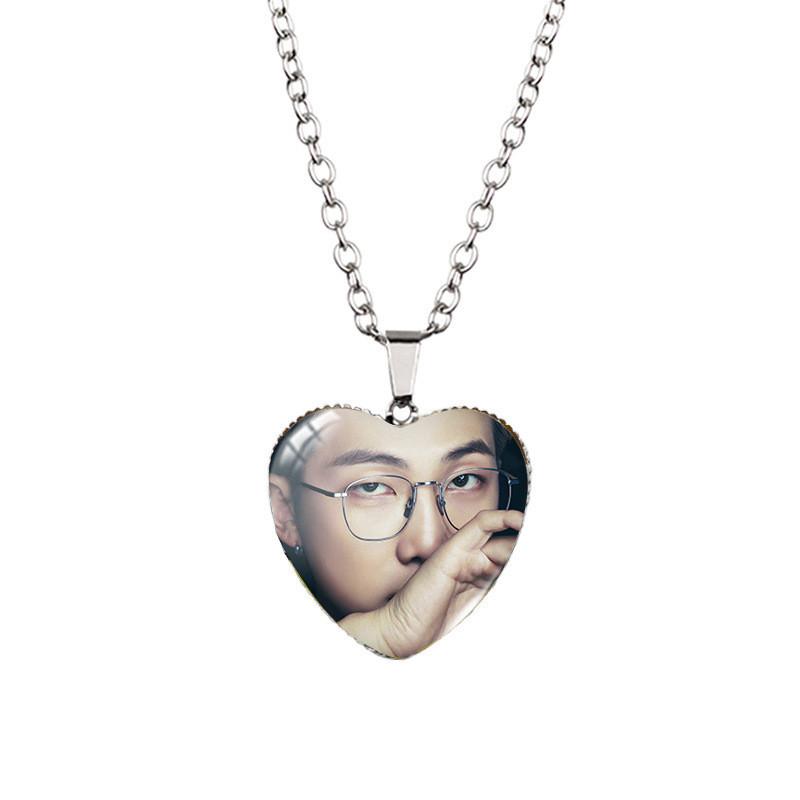 Heart Shaped Bts Jewelry Necklace Featuring Beautiful Gemstone Inlaid Design For Fans