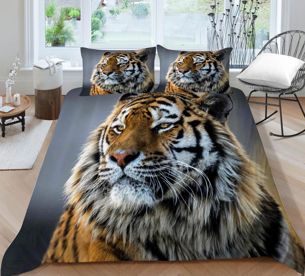 3D Printed Tiger Bedding Set Animal Quilt Cover and Pillow Case Bedroom Bedding Sheet/double Bed Full Size Home Decoration