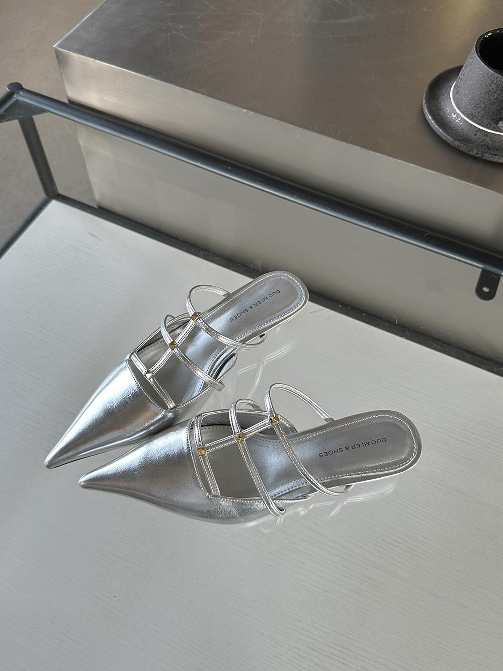 мода Модные женские тапочки с острым носком Летние уличные туфли-мюли Тонкие туфли — фото 9